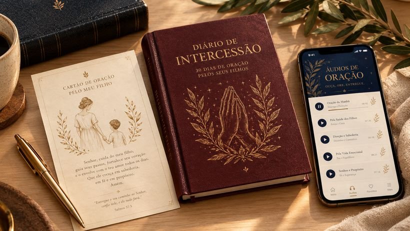 Kit de Intercessão: Cartão de Oração pelo Meu Filho, Diário de Intercessão e Áudios de Oração no celular