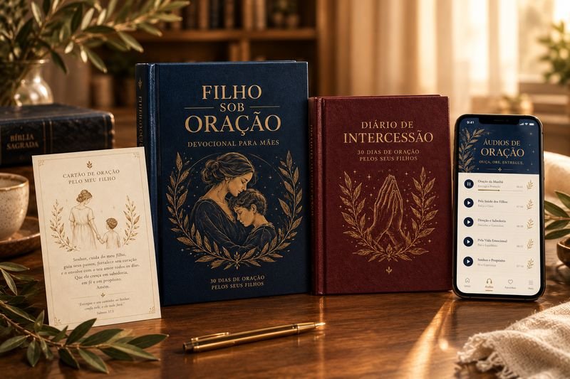 Plano Completo: devocional Filho Sob Oração, Diário de Intercessão, Cartão de Oração pelo Meu Filho e Áudios de Oração no celular